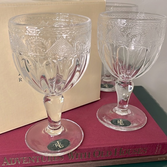 Ralph Lauren Emma Pattern VTG Glass Goblets Set of 4 in Original Box - Picture 6 of 8